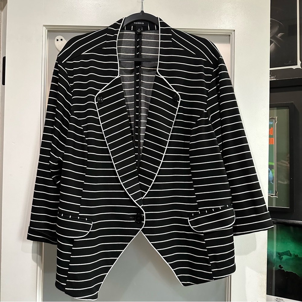 Torrid Striped Crop Button Blazer